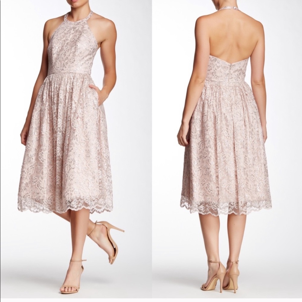 NWT Shoshanna Midnight Algeria Lace Halter Dress